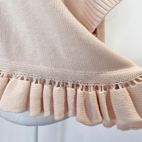 French Connection Ruffle Hem Short Sleeve Sweater Jumper Blush Pink Size Small - Picture 8 of 16